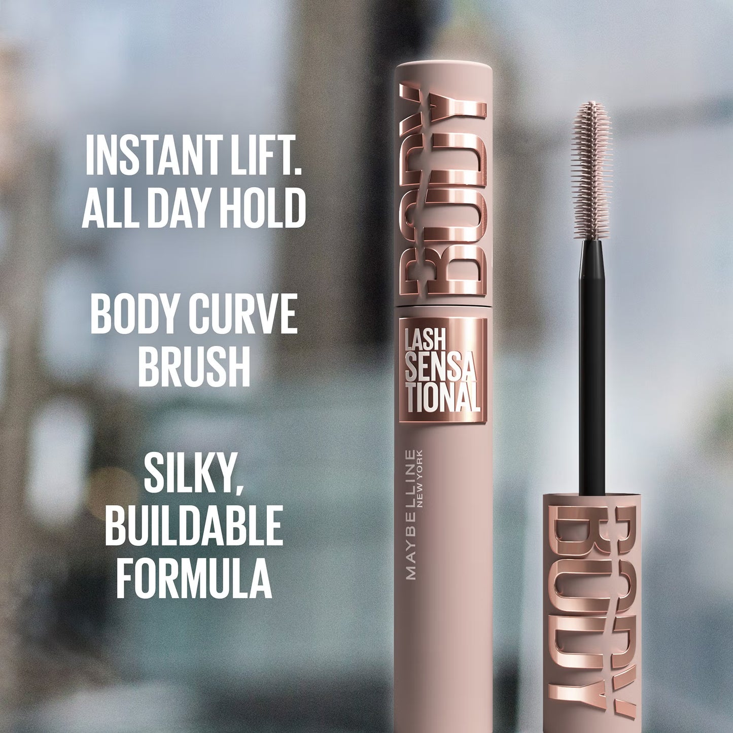 Maybelline Lash Sensational, Body Mascara, Volumizing up to 24H Lift, Smudge-resistant, Flake-resistant, Clump-resistant, Shade: Black