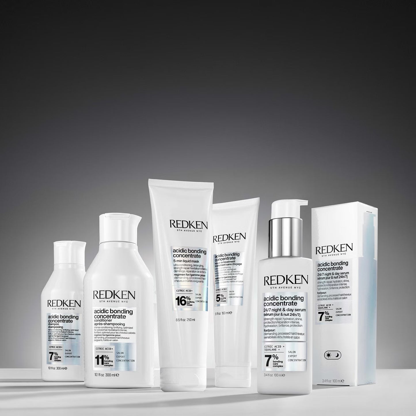Redken Acidic Bonding Concentrate Leave-In Treatment 150ml, Shampoo 75ml, Conditioner 50ml and Satin Scrunchie Set